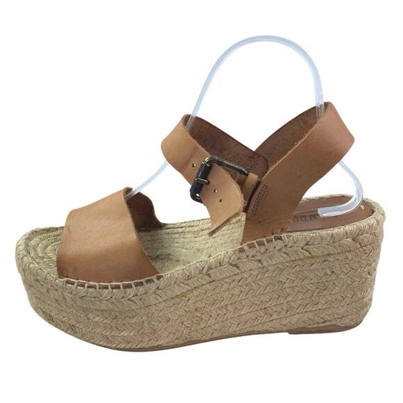 Soludos Minorca Women's Brown Leather Wedge Espadrille Platform Sandals Size 8 - Picture 1 of 5